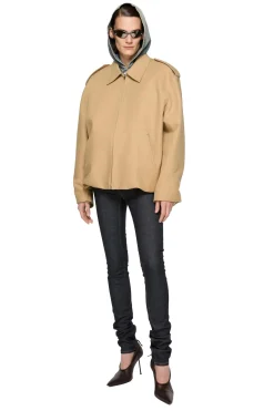 Jakke<Acne Cotton Satin Jacket Jakke Beige