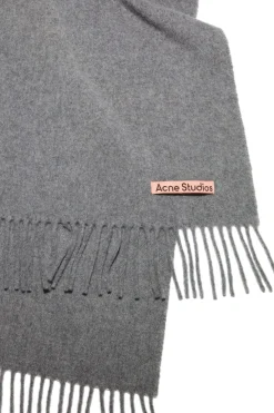 Tilbehør<Acne Fringe Wool Scarf Skjerf Koksgrå