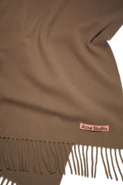 Tilbehør<Acne Fringe Wool Scarf Skjerf Karamell