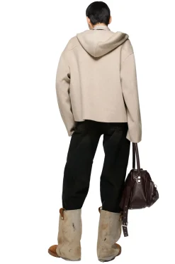 Jakke<Acne Hooded Cashmere Jacket Jakke Beige