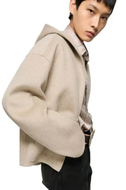 Jakke<Acne Hooded Cashmere Jacket Jakke Beige