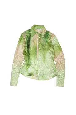 Skjorter<Acne Lace Button-Up Shirt Skjorte Limegrønn