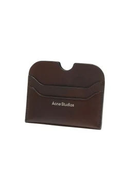Tilbehør<Acne Leather Card Holder Lommebok Mørkebrun