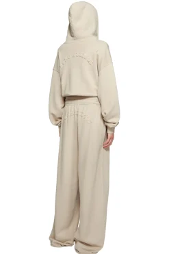 Bukser<Acne Logo Sweatpants Bukse Beige Grå