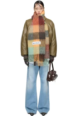 Tilbehør<Acne MOHAIR CHECKED SCARF Skjerf Mønster