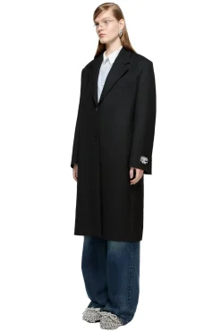 Jakke<Acne Single-Breasted Wool Coat Jakke Sort
