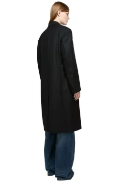 Jakke<Acne Single-Breasted Wool Coat Jakke Sort