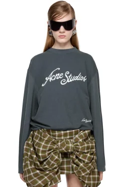 Genser|Genser<Acne T-shirt Logo - Relaxed Fit Genser Marine