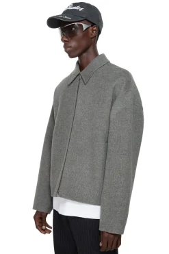 Jakke<Acne Wool Zipper Jacket Jakke Grå