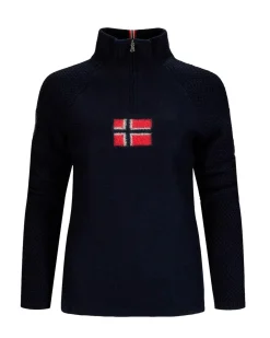Genser<Amundsen Boiled Ski Sweater Womens Genser Marine