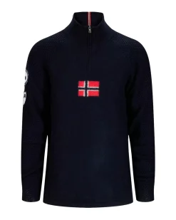 Genser<Amundsen Boiled Ski Sweater Mens W Flag Genser Marine