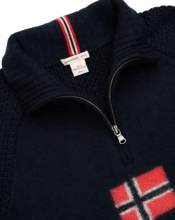 Genser<Amundsen Boiled Ski Sweater Mens W Flag Genser Marine