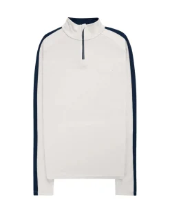 Genser<Amundsen 5Mila Half Zip Mens Genser Hvit Og Mørkeblå White/Stripe
