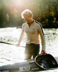 Genser<Amundsen 5Mila Half Zip Mens Genser Hvit Og Mørkeblå White/Stripe