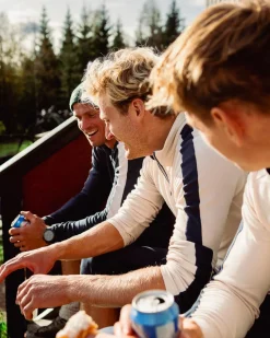 Genser<Amundsen 5Mila Half Zip Mens Genser Hvit Og Mørkeblå White/Stripe