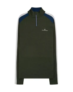 Genser<Amundsen 5Mila Half Zip Womens Stripe Genser Oliven Olive/Stripe