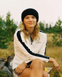 Genser<Amundsen 5Mila Half Zip Womens Stripe Genser Hvit Og Mørkeblå White/Stripe