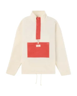 Genser<Amundsen Vagabond Cord Fleece Mens Genser Hvit Og Rød