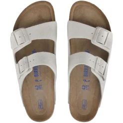 Sko<Birkenstock Arizona Suede Leather Narrow Antique White Sko Hvit