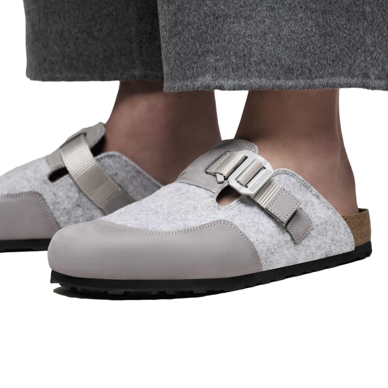 Sko<Birkenstock Boston Nova Sko Lys Grå Melert