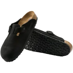 Sko<Birkenstock Boston Suede Narrow Black Sko Sort