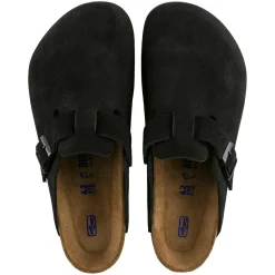 Sko<Birkenstock Boston Suede Narrow Black Sko Sort