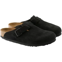 Sko<Birkenstock Boston Suede Narrow Black Sko Sort
