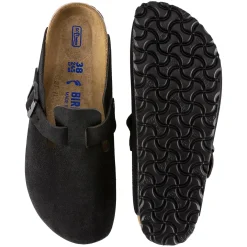 Sko<Birkenstock Boston Suede Narrow Black Sko Sort
