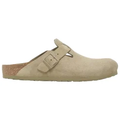 Sko<Birkenstock Boston Suede Narrow Faded Khaki Sko Khaki