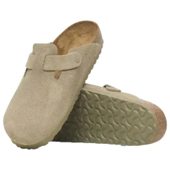 Sko<Birkenstock Boston Suede Narrow Faded Khaki Sko Khaki