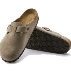 Sko<Birkenstock Boston Suede Regular Taupe Sko Taupe