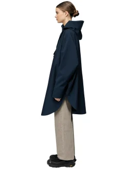 Jakke<Blæst Bergen Poncho Jakke Mørkeblå Dark Navy