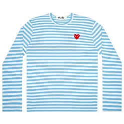 Genser|Genser<Comme des Garcons Play Unisex T-Shirt LS Red Emblem Genser Lyseblå
