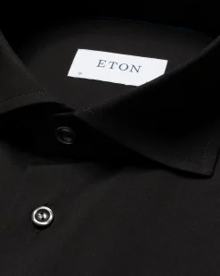 Skjorte<Eton Black Four-Way Stretch Shirt Skjorte Sort