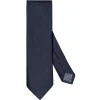 Tilbehør<Eton Dark Blue Solid Silk Linen Tie Slips Mørkeblå