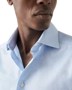 Skjorte<Eton Fine Stripe Signature Twill Shirt Skjorte Lyseblå Striper
