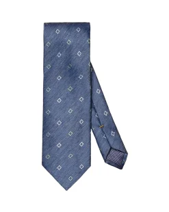 Tilbehør<Eton Geometric Silk Linen Tie Slips Marine
