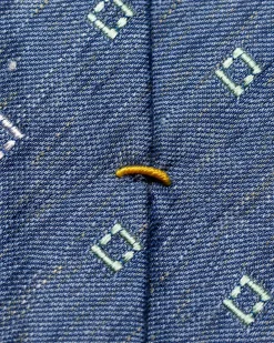 Tilbehør<Eton Geometric Silk Linen Tie Slips Marine