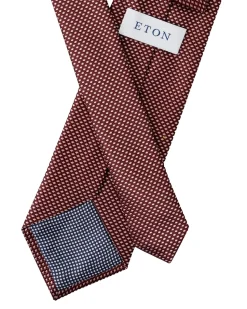 Tilbehør<Eton Geometric Woven Slik Tie Slips Burgunder Mønster