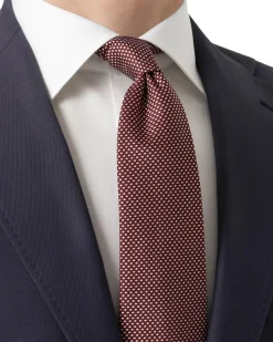 Tilbehør<Eton Geometric Woven Slik Tie Slips Burgunder Mønster