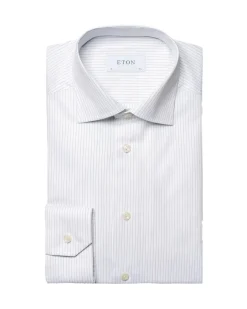 Skjorte<Eton Light Blue Striped Signature Twill Shirt Skjorte Stripet