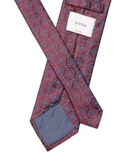 Tilbehør<Eton Medallion Woven Silk Tie Slips Rødt Mønster
