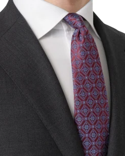 Tilbehør<Eton Medallion Woven Silk Tie Slips Rødt Mønster
