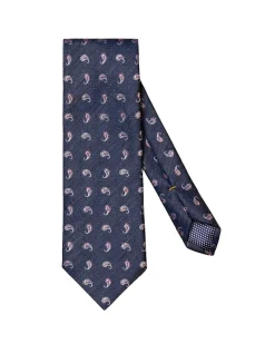 Tilbehør<Eton Paisley Silk Linen Tie Slips Marine