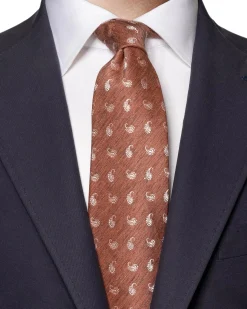 Tilbehør<Eton Paisley Silk Linen Tie Slips Rød