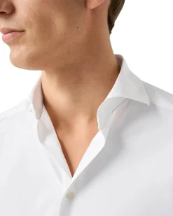 Skjorte<Eton Semi Solid Four-Way Stretch Shirt Skjorte Hvit