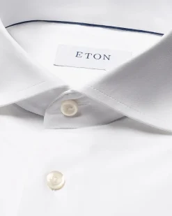 Skjorte<Eton Semi Solid Four-Way Stretch Shirt Skjorte Hvit
