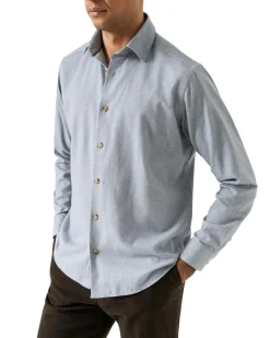 Skjorte<Eton Solid Flannel Shirt Skjorte Lys Blå Melert