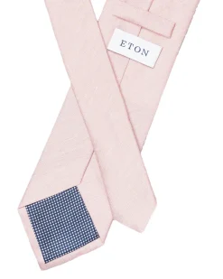 Tilbehør<Eton Solid Silk Linen Tie Slips Rosa