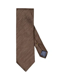 Tilbehør<Eton Solid Silk Linen Tie Slips Brun